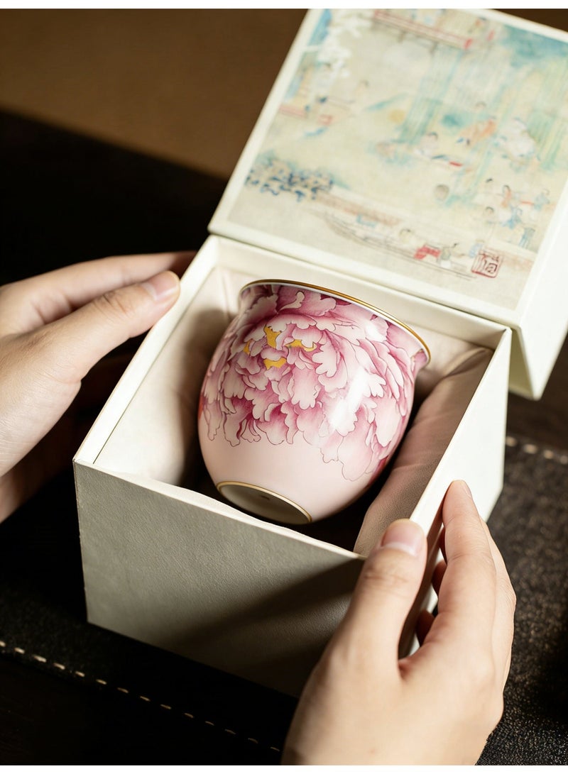 هدية كوب شاي سيراميك مع علبة هدية 90 مل، هدية للنساء، هدية رمضان وعيد، مناسبة للمناسبات والضيافة - Image 1